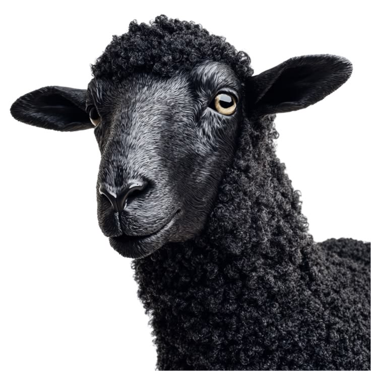 Retrato de uma ovelha negra encarando a câmera